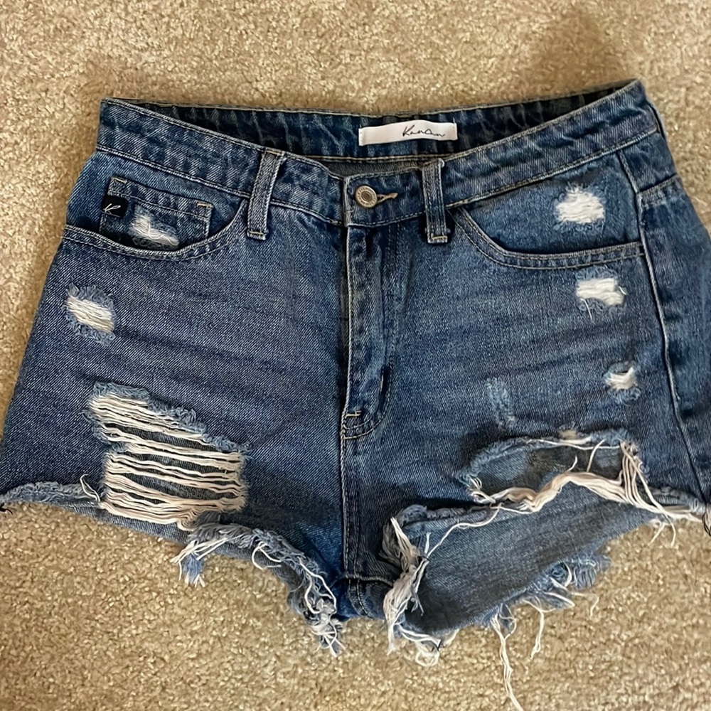 High Rise Distressed Jean Shorts